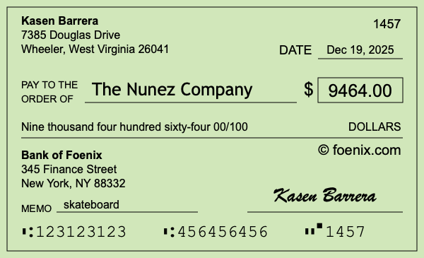 How to write a check for $9,464