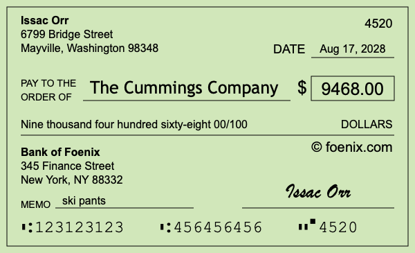 How to write a check for $9,468