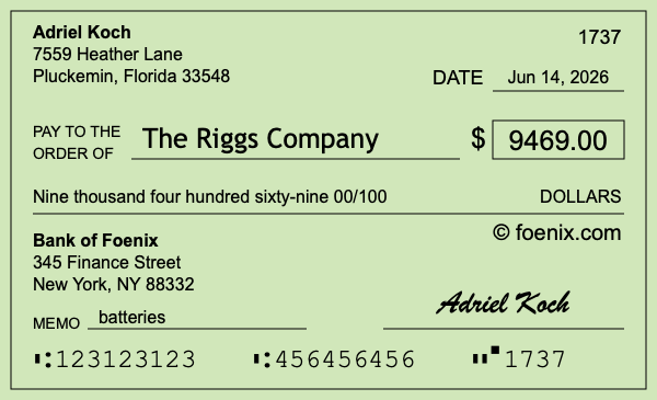 How to write a check for $9,469