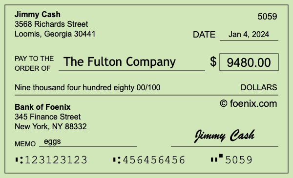 How to write a check for $9,480