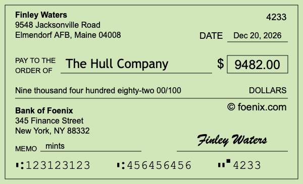How to write a check for $9,482