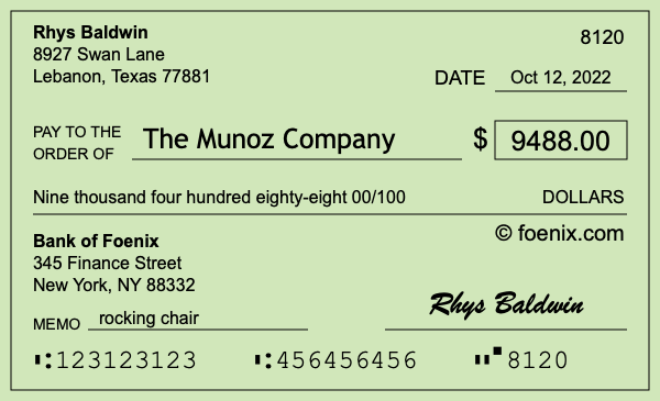 How to write a check for $9,488