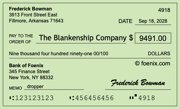 How to write a check for $9,491