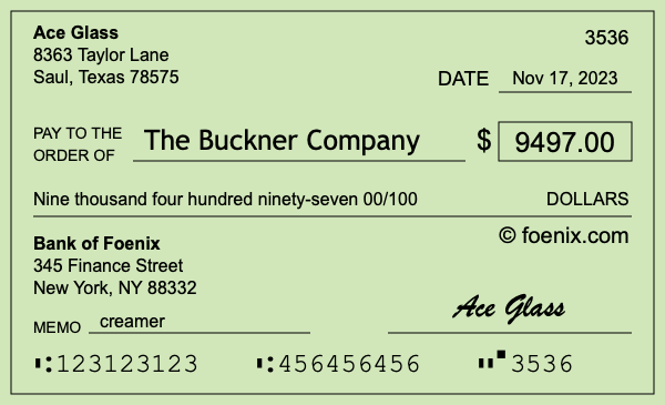 How to write a check for $9,497