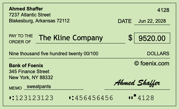 How to write a check for $9,520