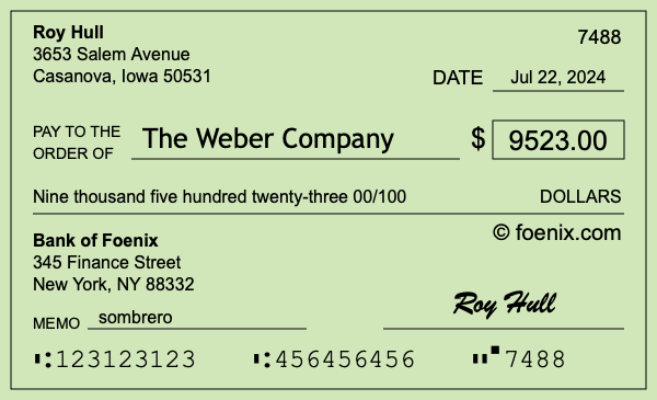 How to write a check for $9,523