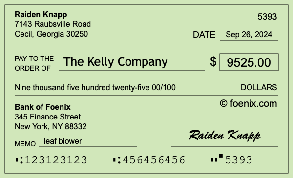 How to write a check for $9,525
