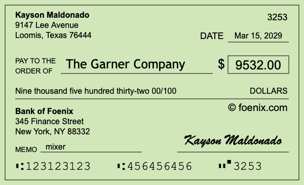 How to write a check for $9,532