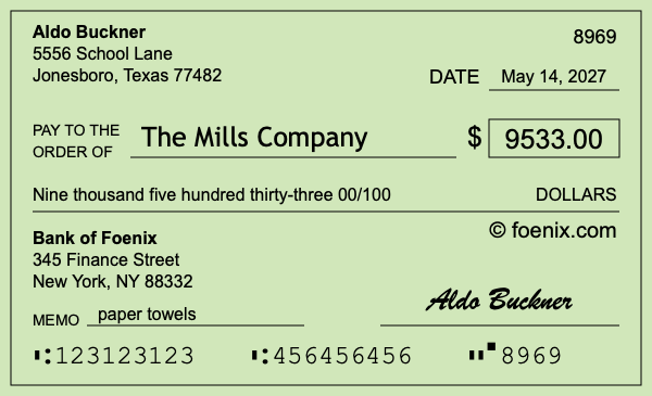 How to write a check for $9,533