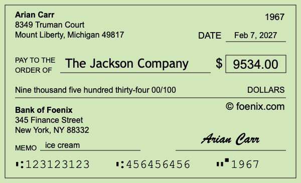 How to write a check for $9,534