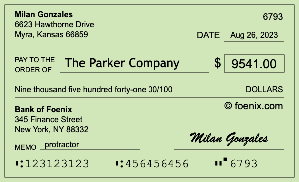 How to write a check for $9,541