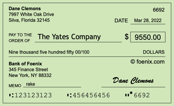 How to write a check for $9,550