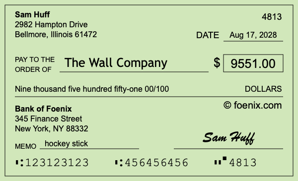 How to write a check for $9,551