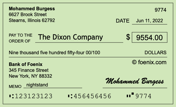 How to write a check for $9,554