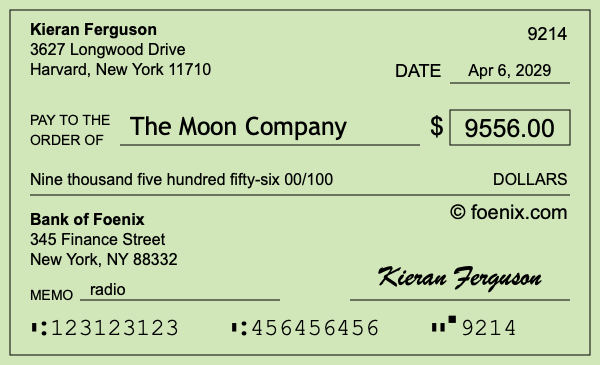 How to write a check for $9,556