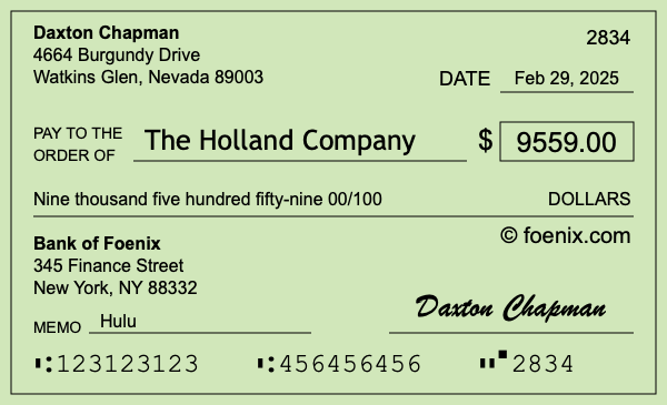 How to write a check for $9,559