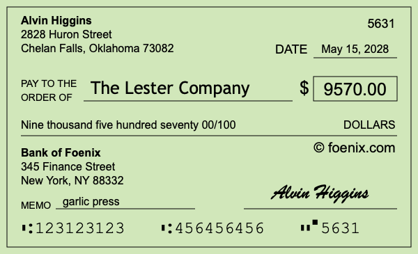 How to write a check for $9,570