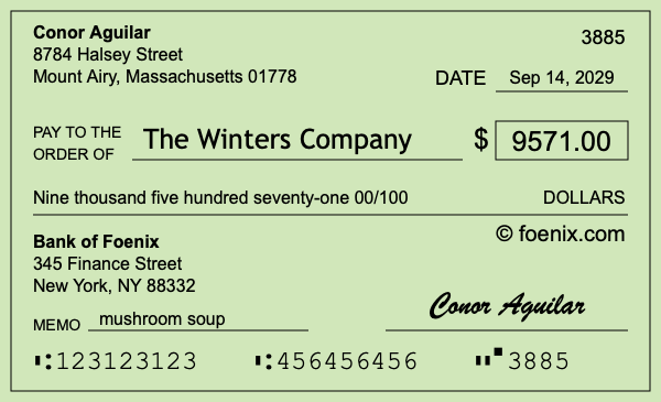 How to write a check for $9,571