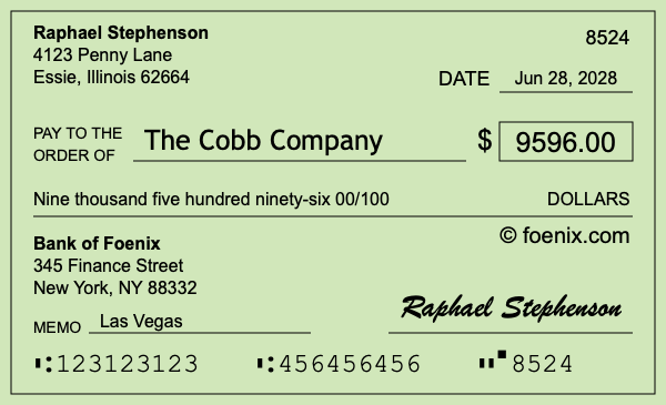How to write a check for $9,596