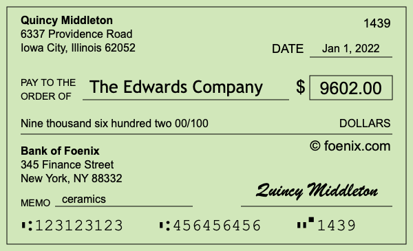 How to write a check for $9,602