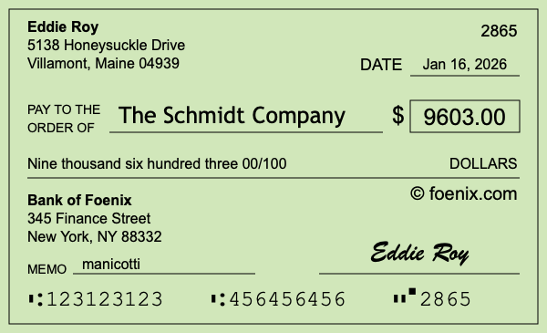 How to write a check for $9,603