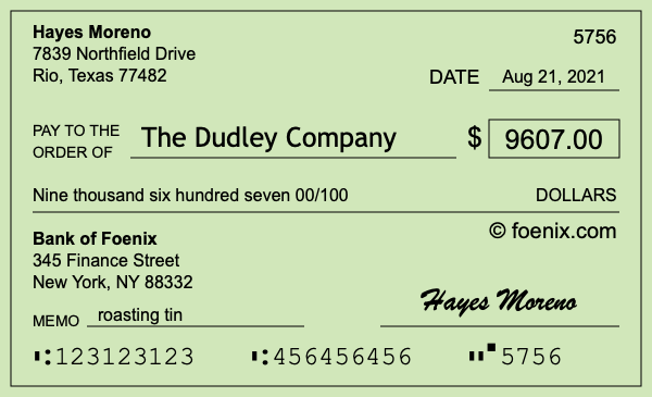 How to write a check for $9,607