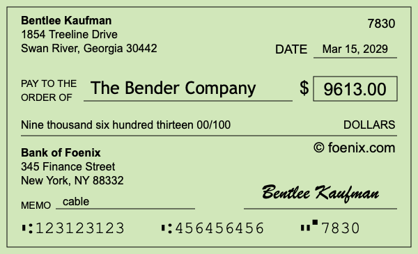 How to write a check for $9,613