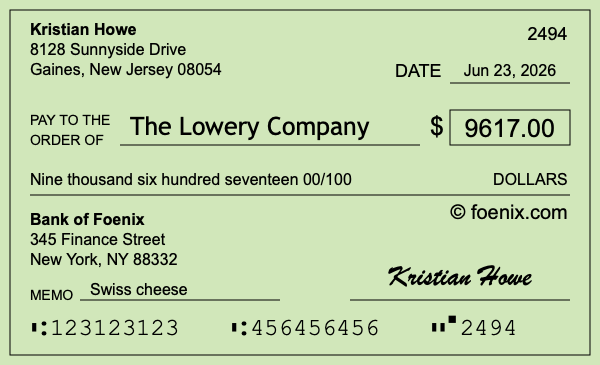 How to write a check for $9,617