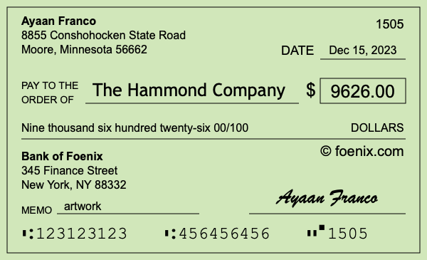 How to write a check for $9,626