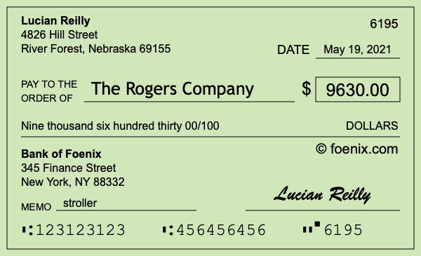 How to write a check for $9,630