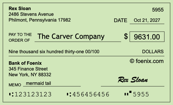 How to write a check for $9,631