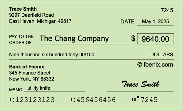 How to write a check for $9,640