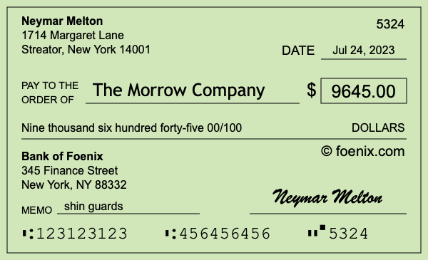 How to write a check for $9,645