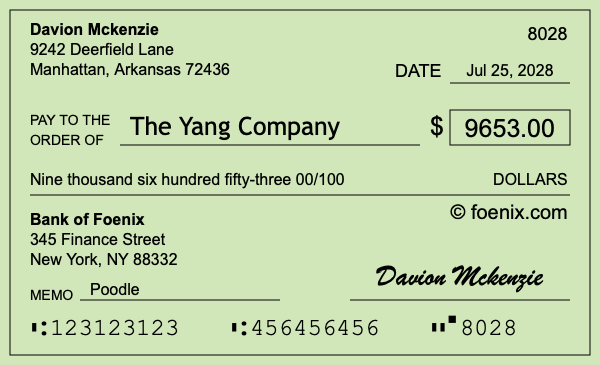 How to write a check for $9,653