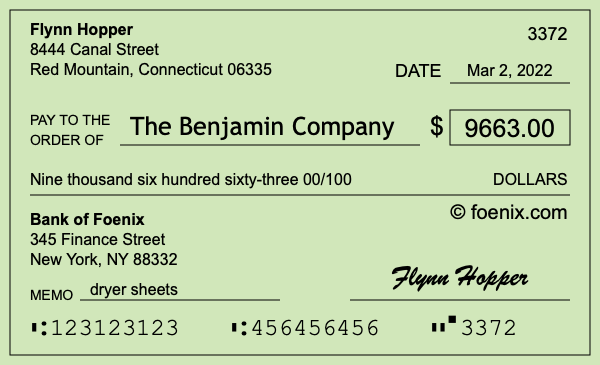 How to write a check for $9,663