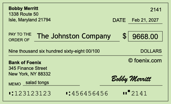 How to write a check for $9,668