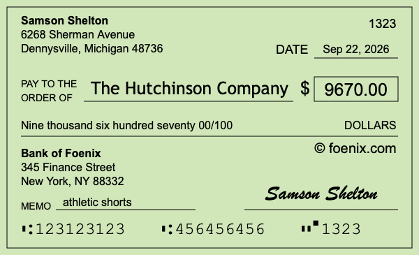 How to write a check for $9,670