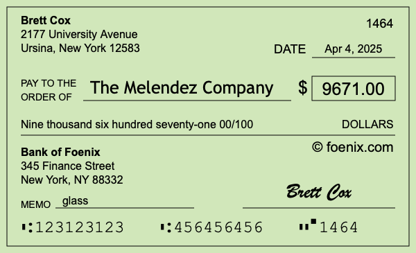 How to write a check for $9,671