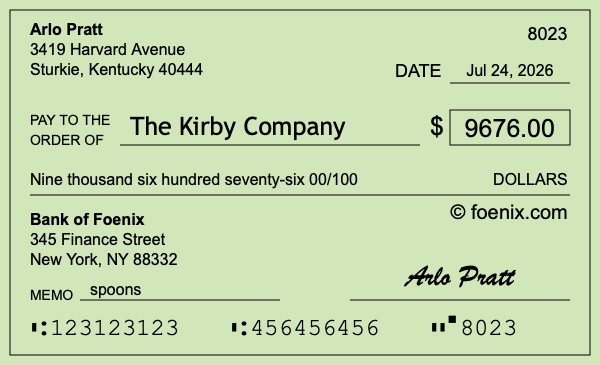 How to write a check for $9,676