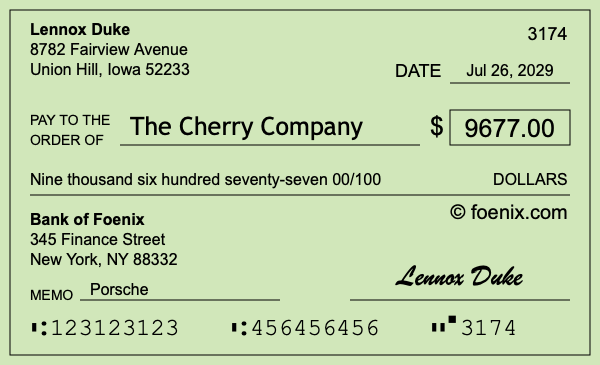 How to write a check for $9,677