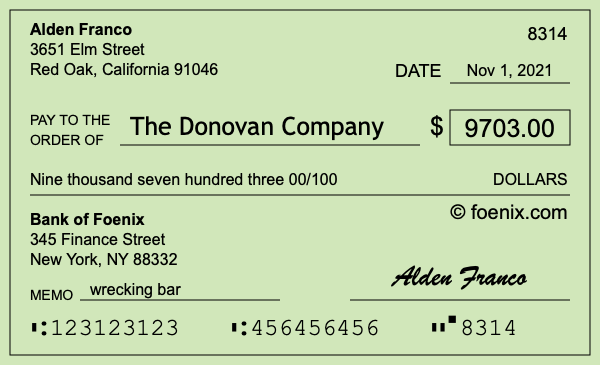How to write a check for $9,703