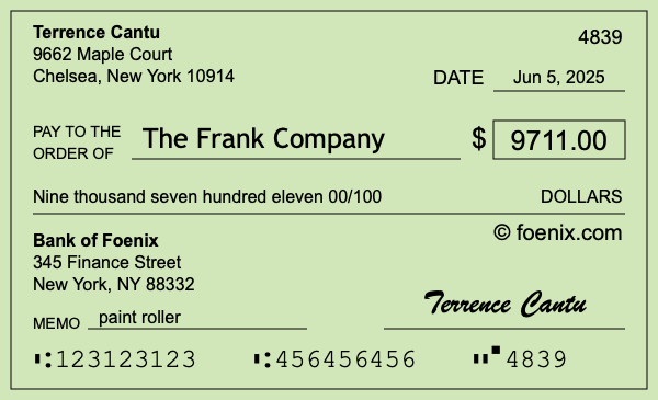 How to write a check for $9,711