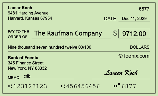 How to write a check for $9,712