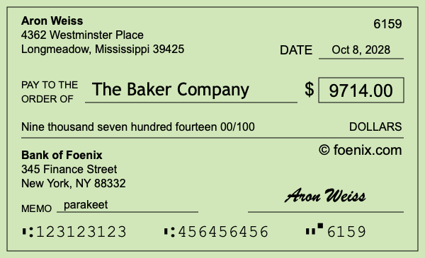 How to write a check for $9,714