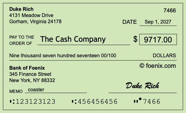 How to write a check for $9,717