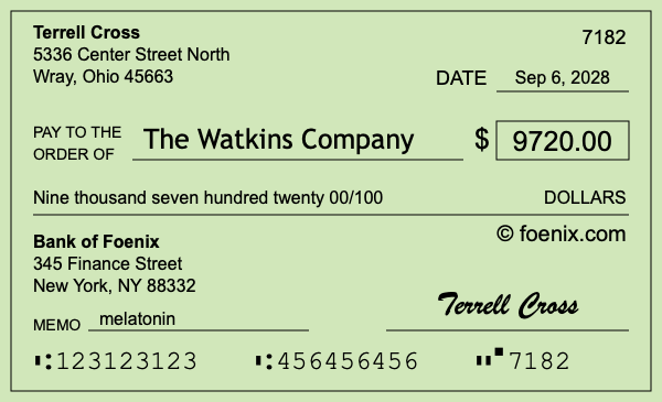 How to write a check for $9,720