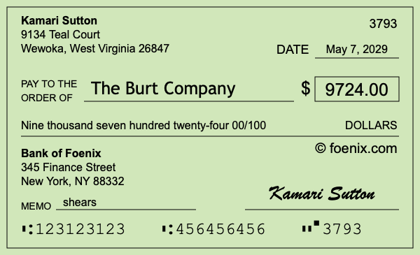 How to write a check for $9,724
