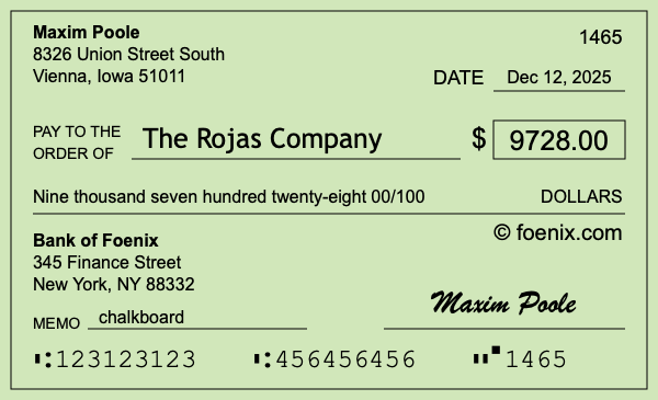 How to write a check for $9,728
