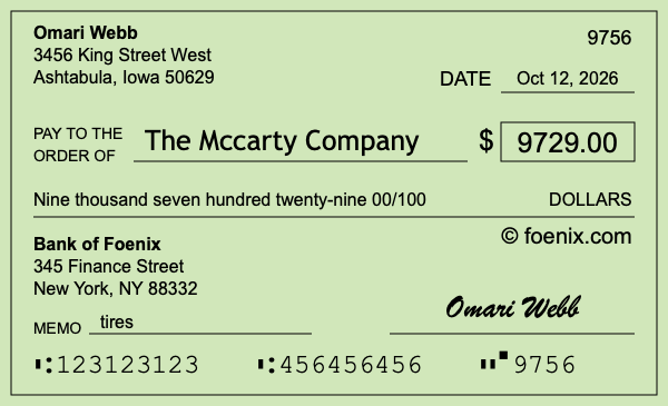 How to write a check for $9,729