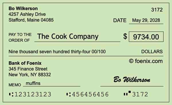 How to write a check for $9,734